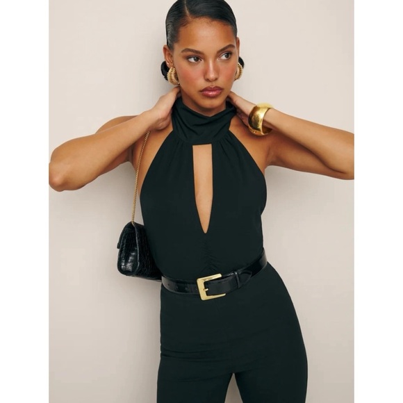 NWT Reformation Vienna Knit Top Mock Neck Halter in Black - Picture 11 of 11